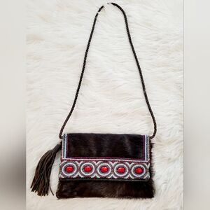 Western Hair On Hide Bag, Brown Leather Tote Cowhide Bag. Coastal‎ Cowgirl